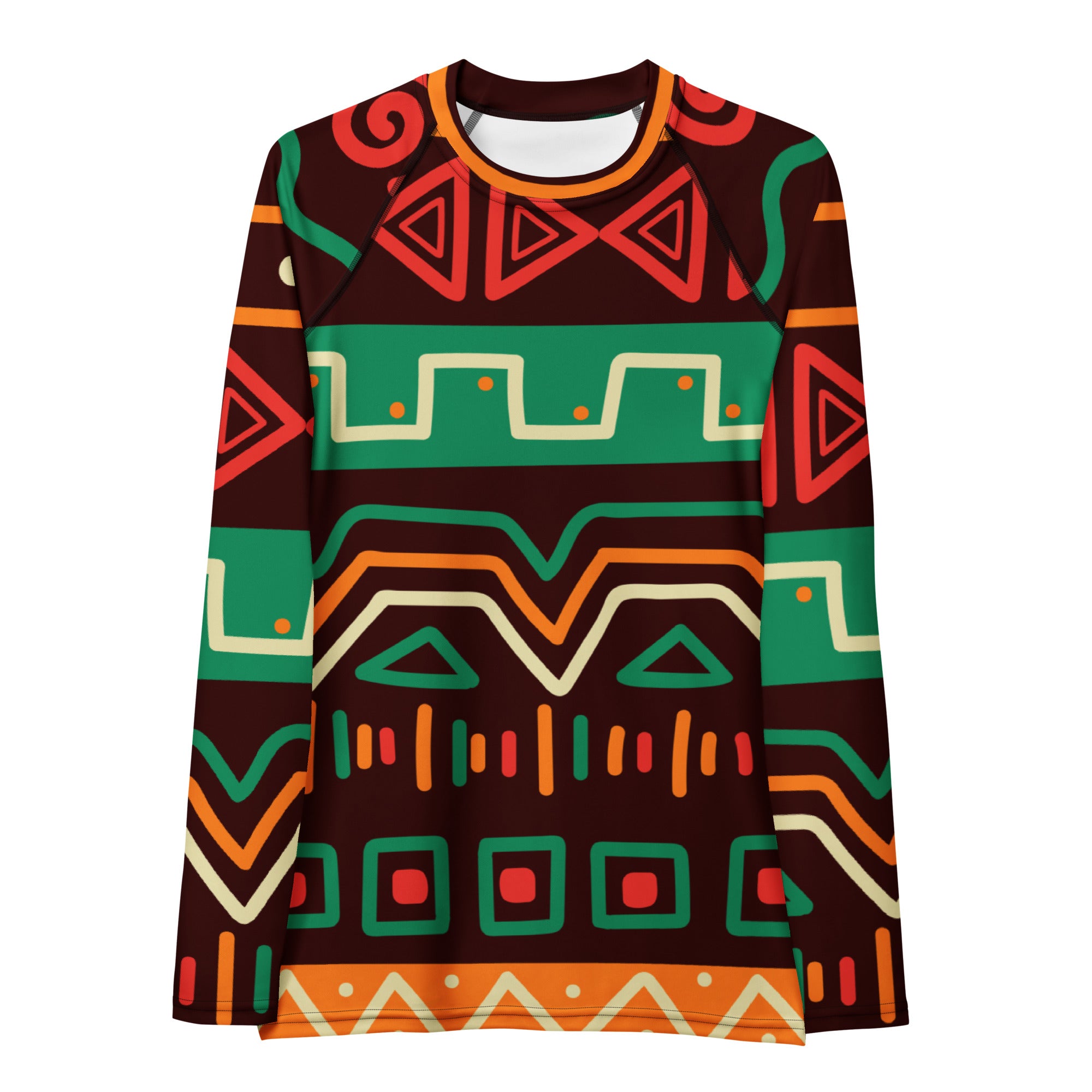 Women's Tribal Geometric Long Sleeve Rash Guard Swim Shirt – Buttery Soft, Sun Safe UPF 50+ Protection, Quick Dry & 4-Way Stretch Comfort
