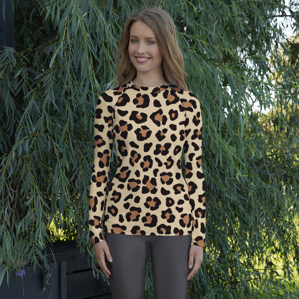 Women's Animal Print Long Sleeve Rash Guard Swim Shirt – Buttery Soft, Sun Safe UPF 50+ Protection, Quick Dry & 4-Way Stretch Comfort