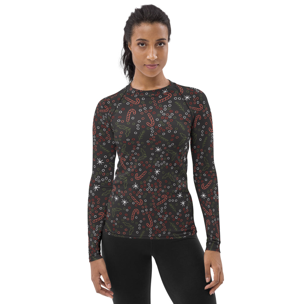 Women's Holiday Holly Long Sleeve Rash Guard Swim Shirt – Buttery Soft, Sun Safe UPF 50+ Protection, Quick Dry & 4-Way Stretch Comfort