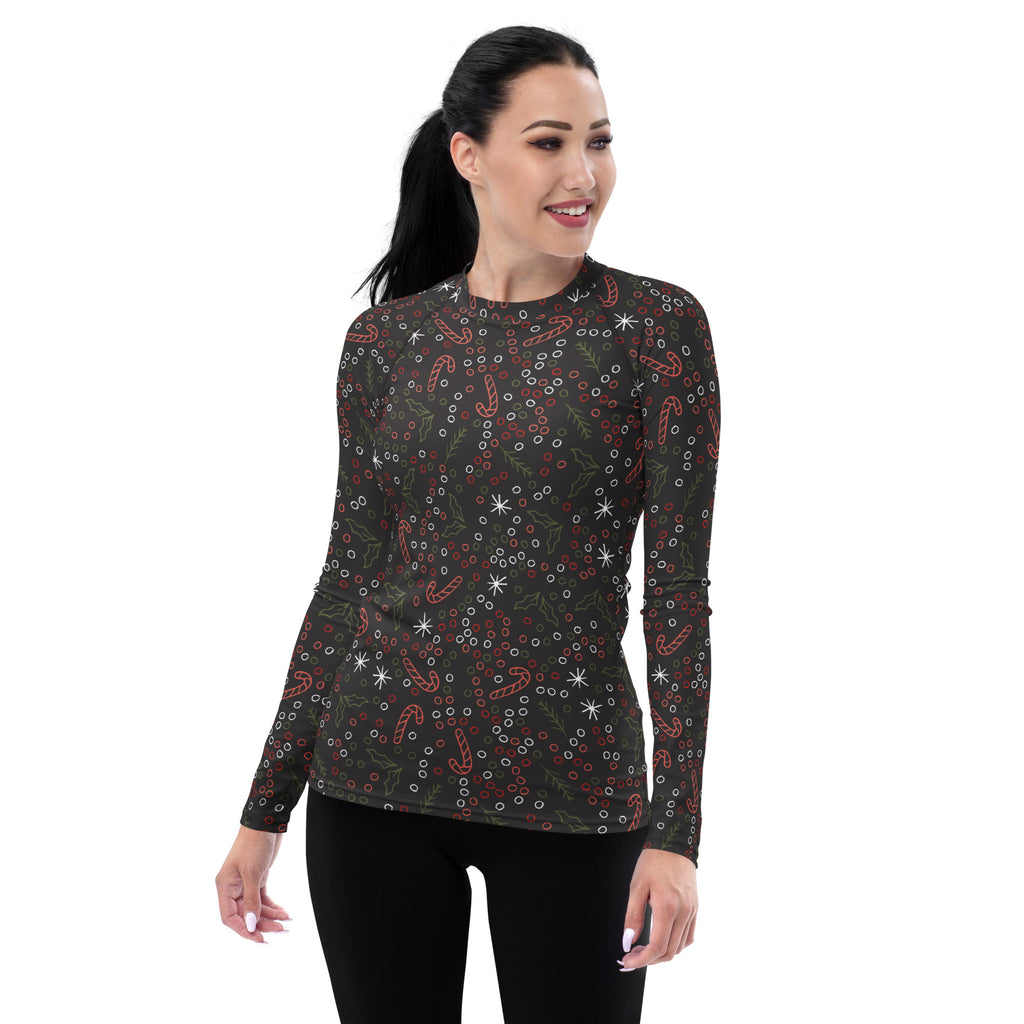 Women's Holiday Holly Long Sleeve Rash Guard Swim Shirt – Buttery Soft, Sun Safe UPF 50+ Protection, Quick Dry & 4-Way Stretch Comfort