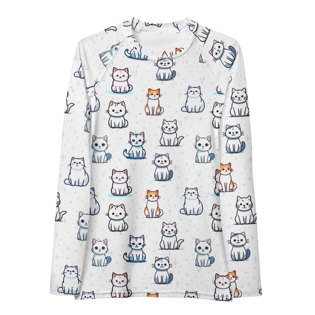 Women's Cute Cat Long Sleeve Rash Guard Swim Shirt – Buttery Soft, Sun Safe UPF 50+ Protection, Quick Dry & 4-Way Stretch Comfort