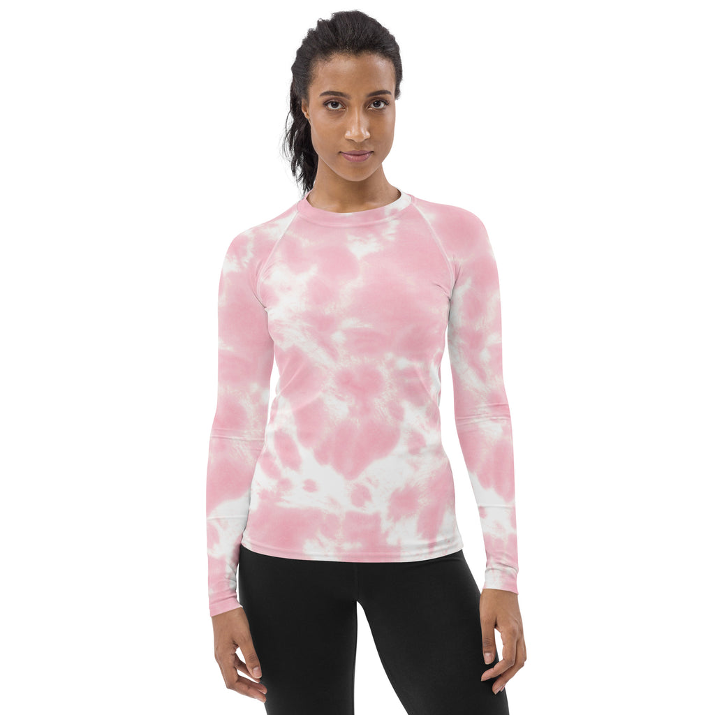 Women's Pink Tie Dye Long Sleeve Rash Guard Swim Shirt – Buttery Soft, Sun Safe UPF 50+ Protection, Quick Dry & 4-Way Stretch Comfort