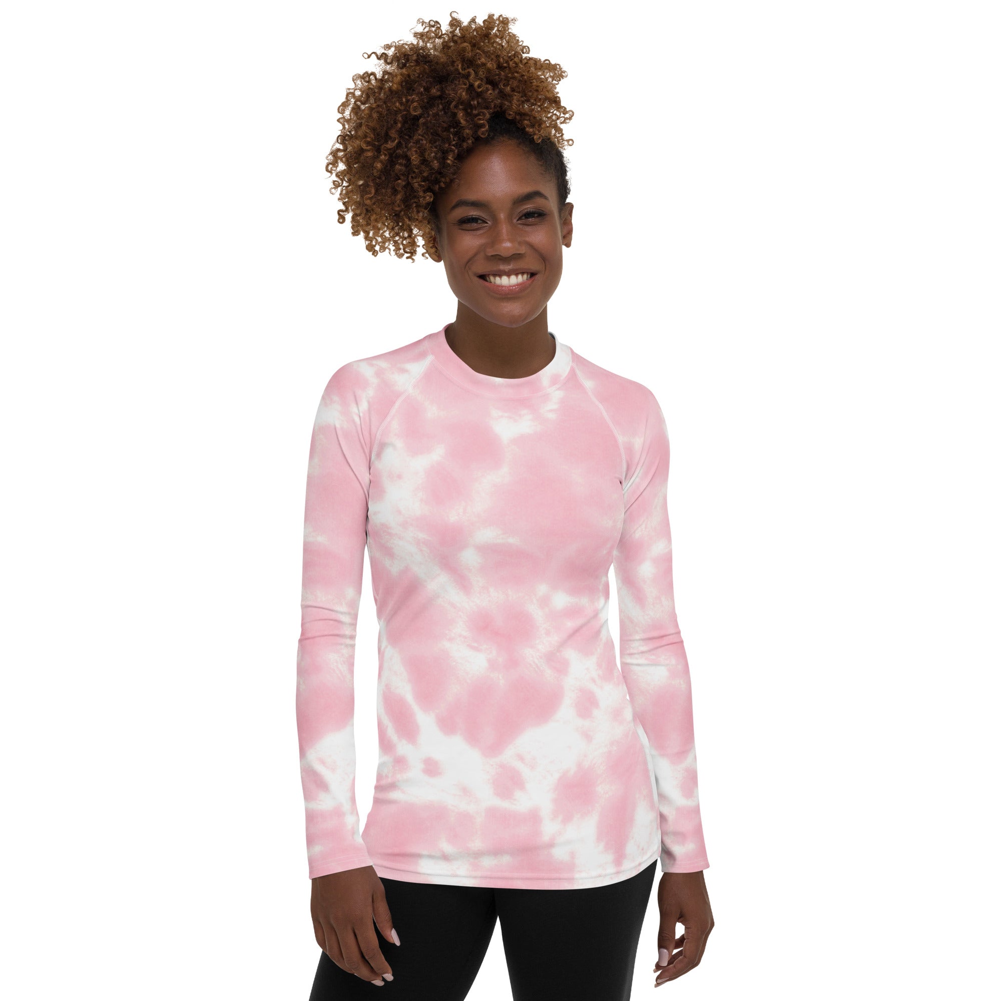 Women's Pink Tie Dye Long Sleeve Rash Guard Swim Shirt – Buttery Soft, Sun Safe UPF 50+ Protection, Quick Dry & 4-Way Stretch Comfort