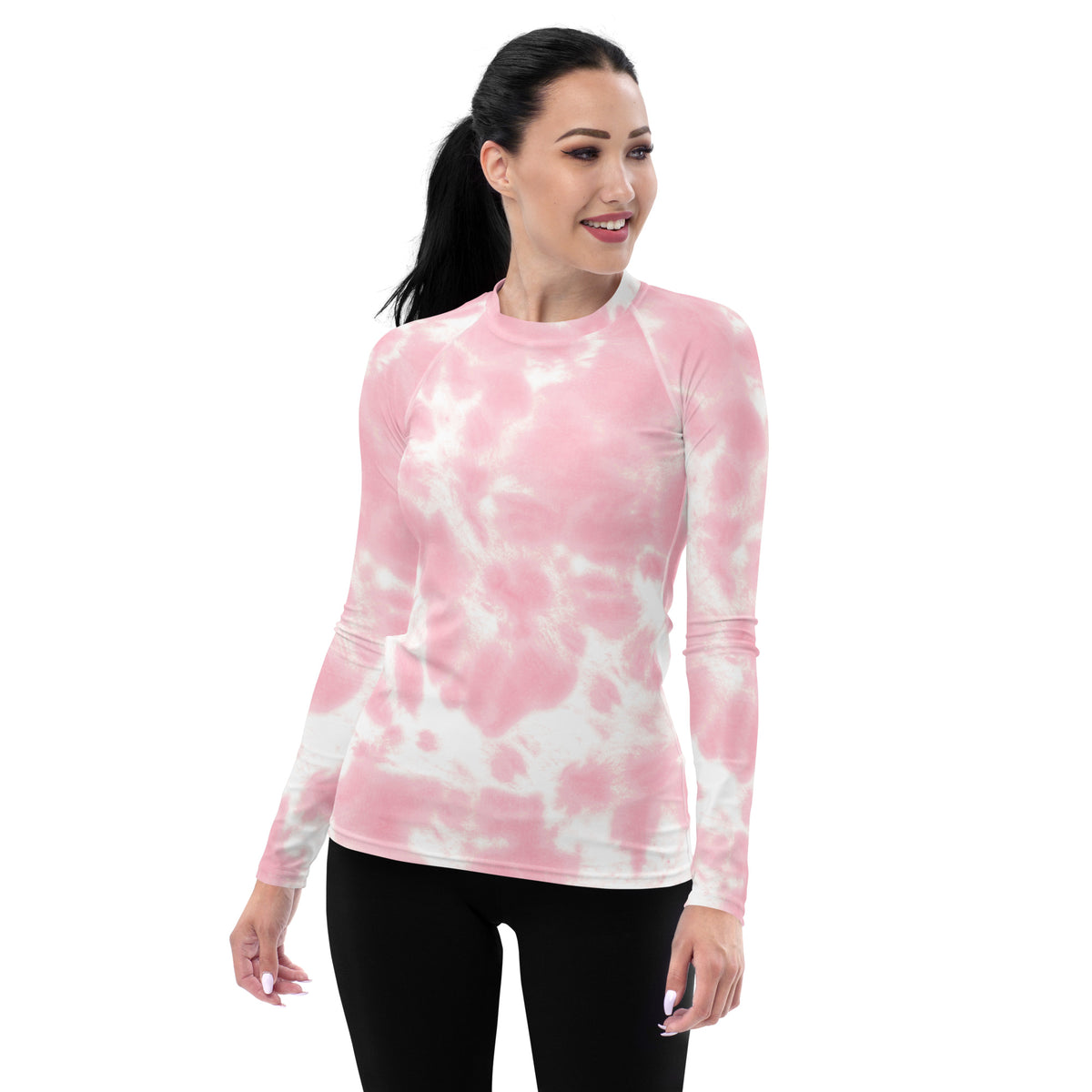 Women's Pink Tie Dye Long Sleeve Rash Guard Swim Shirt – Buttery Soft, Sun Safe UPF 50+ Protection, Quick Dry & 4-Way Stretch Comfort