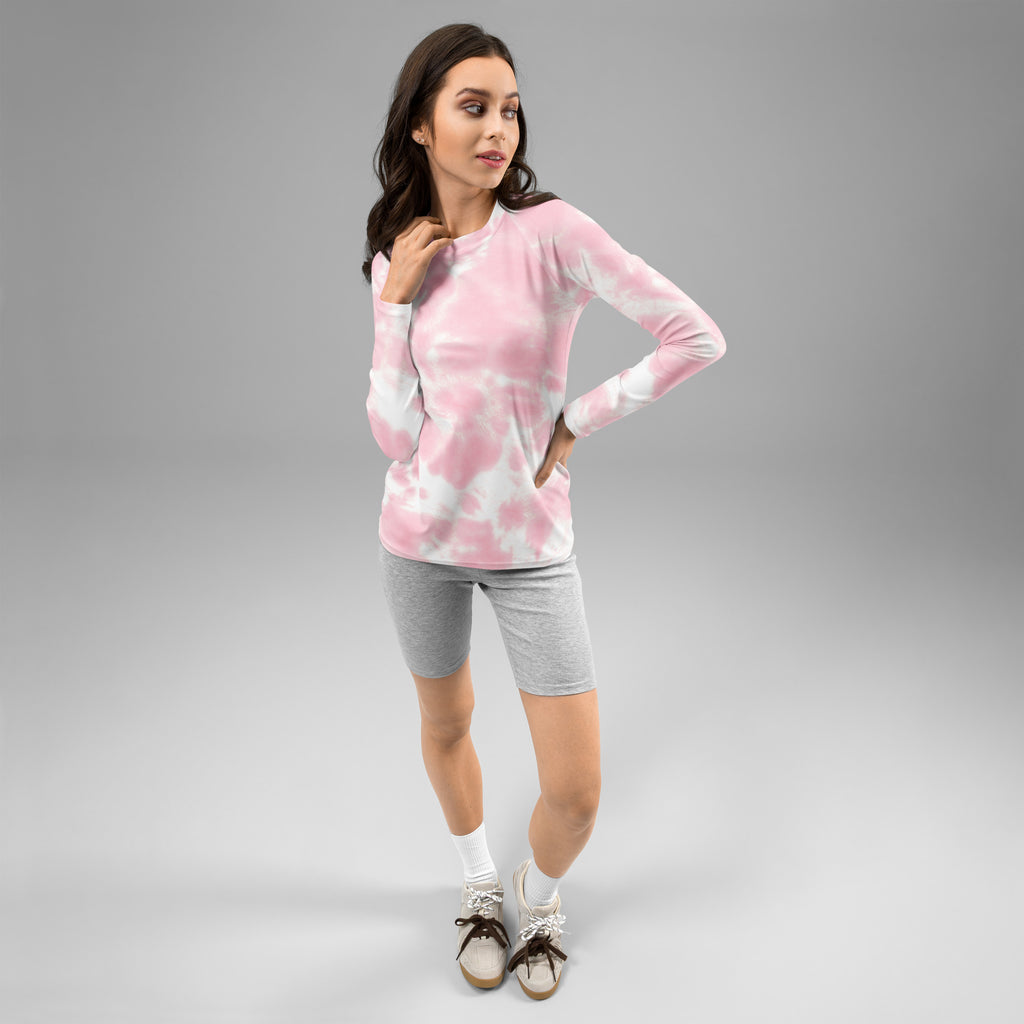 Women's Pink Tie Dye Long Sleeve Rash Guard Swim Shirt – Buttery Soft, Sun Safe UPF 50+ Protection, Quick Dry & 4-Way Stretch Comfort
