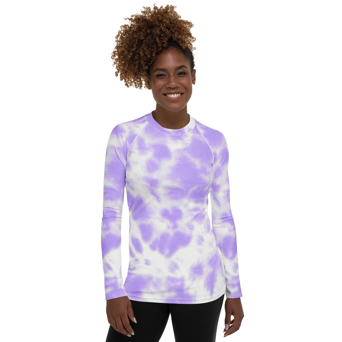 Women's Purple Tie Dye Long Sleeve Rash Guard Swim Shirt – Buttery Soft, Sun Safe UPF 50+ Protection, Quick Dry & 4-Way Stretch Comfort
