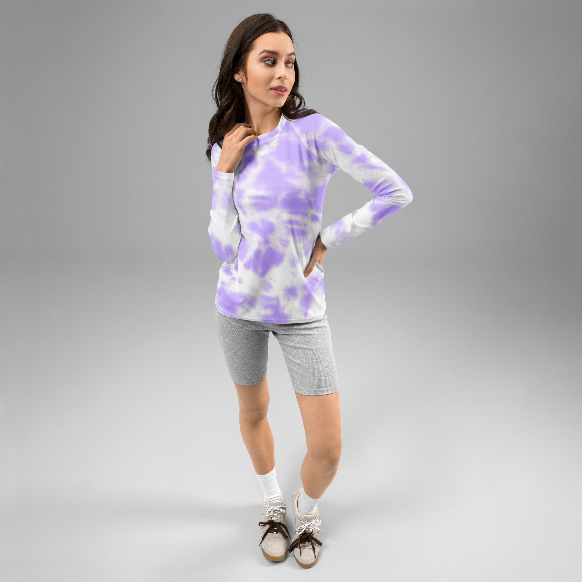 Women's Purple Tie Dye Long Sleeve Rash Guard Swim Shirt – Buttery Soft, Sun Safe UPF 50+ Protection, Quick Dry & 4-Way Stretch Comfort