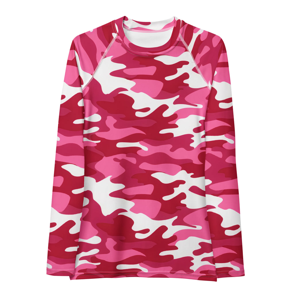 Women's Bright Pink Camouflage Long Sleeve Rash Guard Swim Shirt – Buttery Soft, Sun Safe UPF 50+ Protection, Quick Dry & 4-Way Stretch Comfort