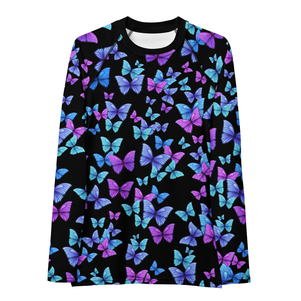 Women's Vibrant Butterfly Long Sleeve Rash Guard Swim Shirt – Buttery Soft, Sun Safe UPF 50+ Protection, Quick Dry & 4-Way Stretch Comfort