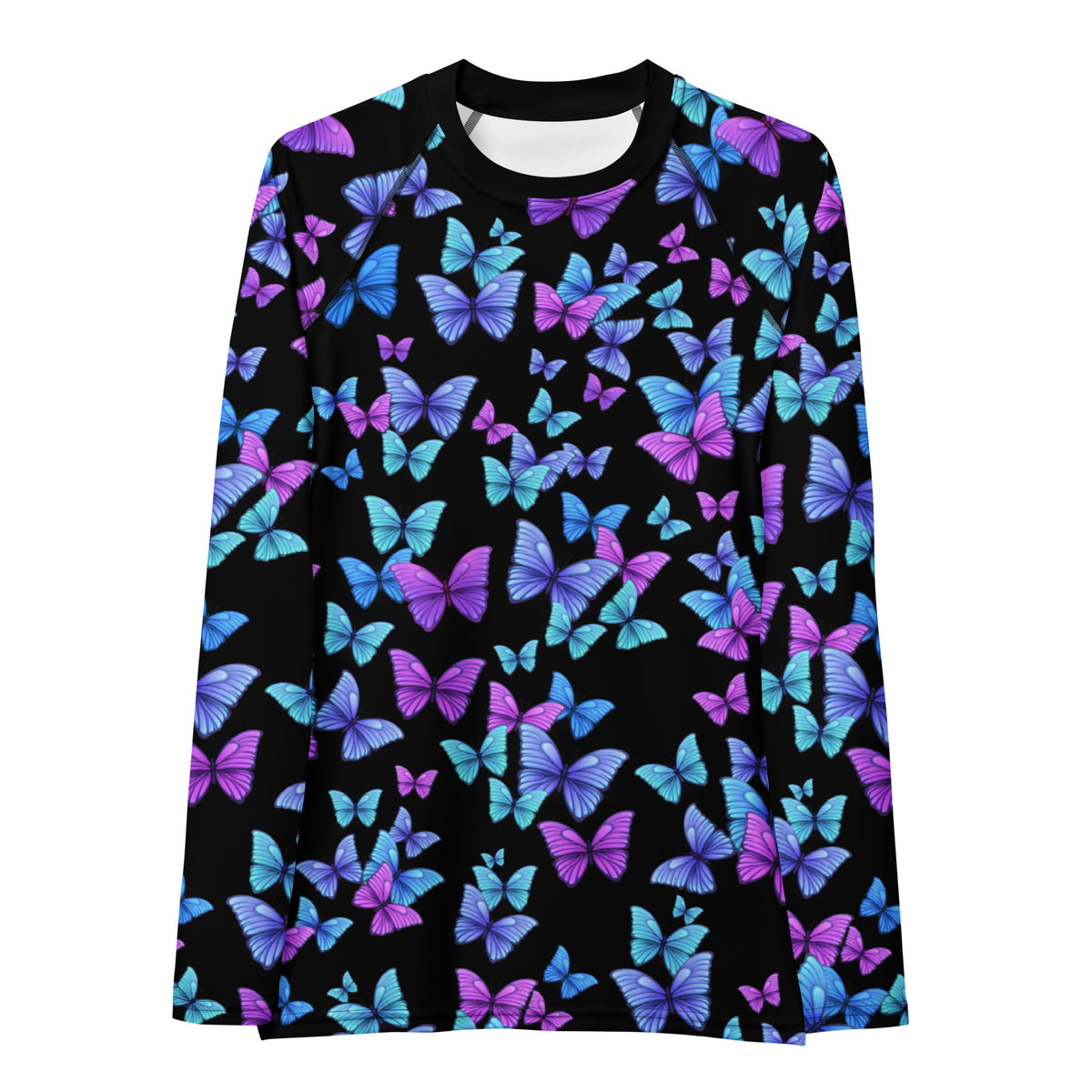 Women's Vibrant Butterfly Long Sleeve Rash Guard Swim Shirt – Buttery Soft, Sun Safe UPF 50+ Protection, Quick Dry & 4-Way Stretch Comfort