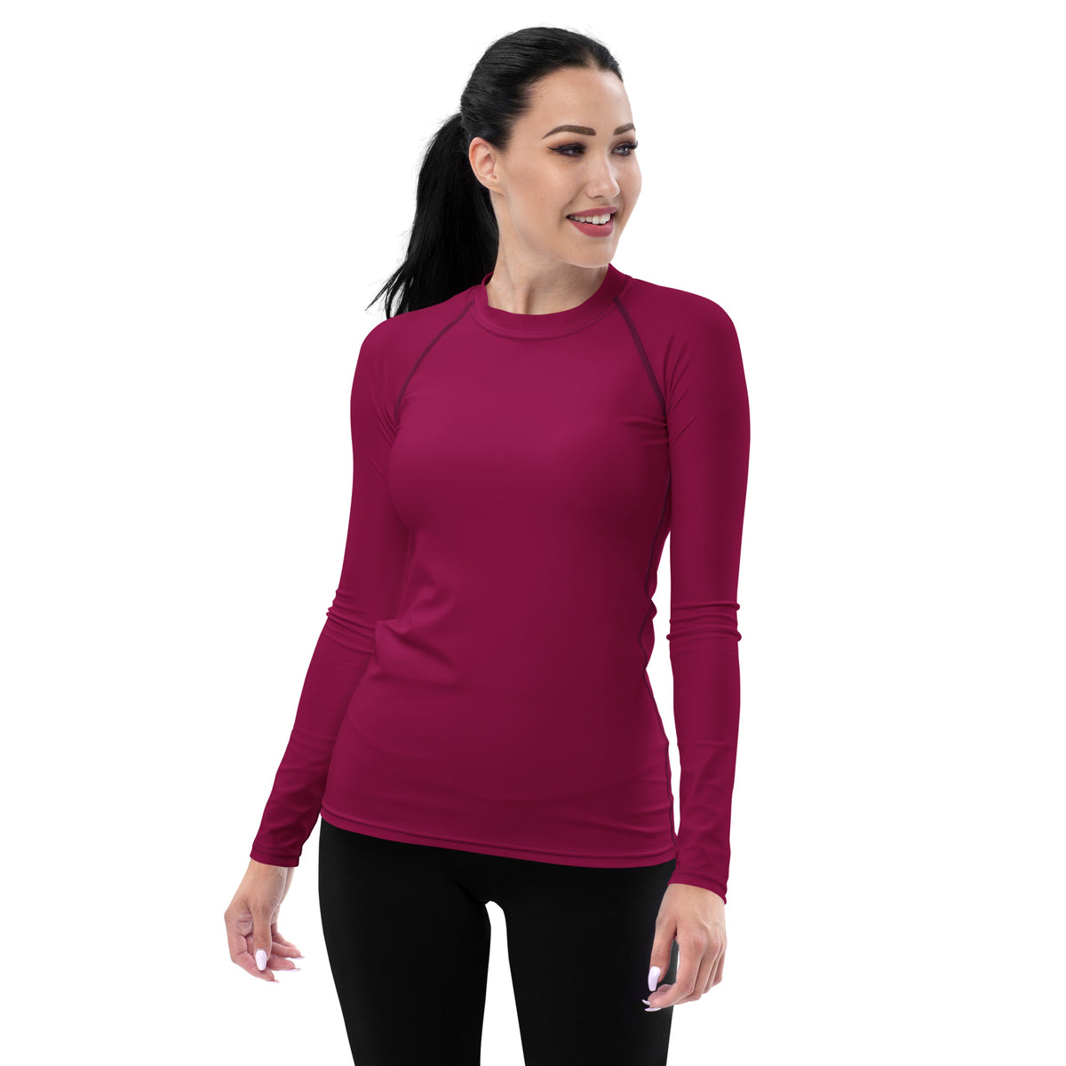 Women's Dark Magenta Long Sleeve Rash Guard Swim Shirt – Buttery Soft, Sun Safe UPF 50+ Protection, Quick Dry & 4-Way Stretch Comfort