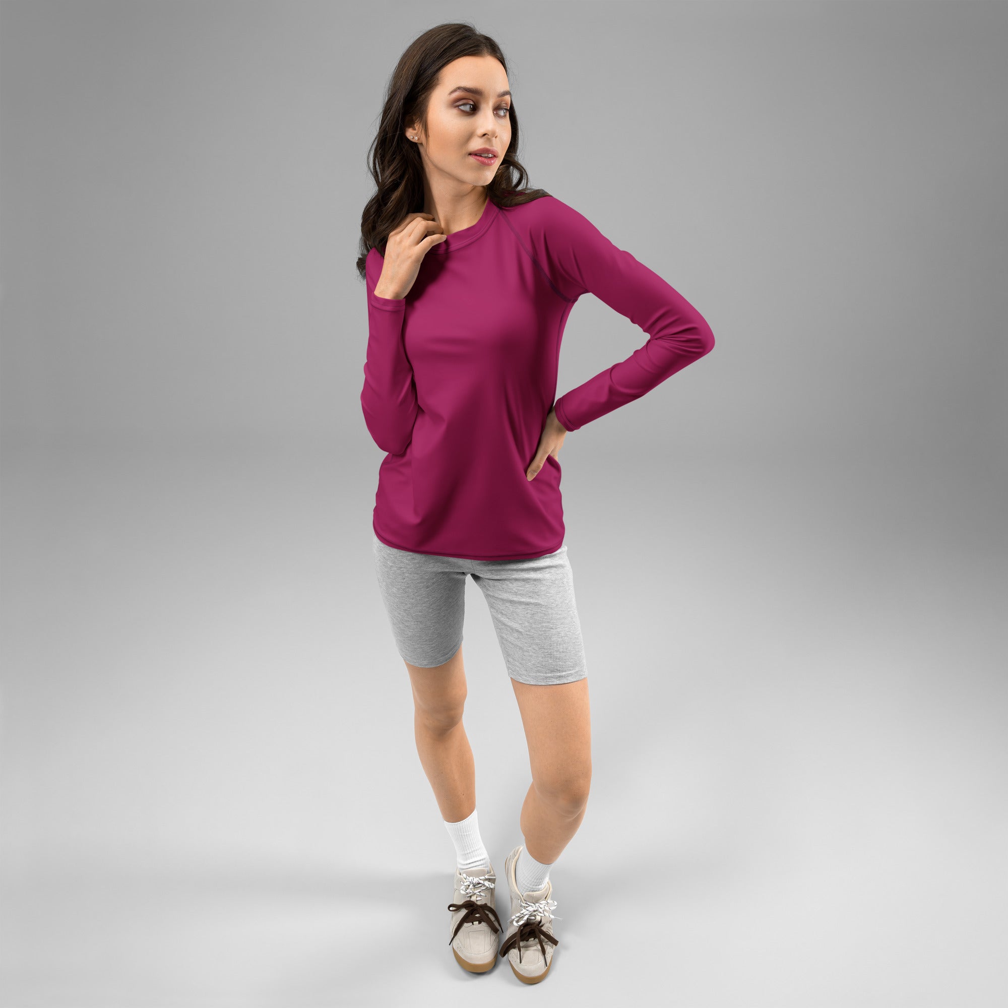 Women's Dark Magenta Long Sleeve Rash Guard Swim Shirt – Buttery Soft, Sun Safe UPF 50+ Protection, Quick Dry & 4-Way Stretch Comfort
