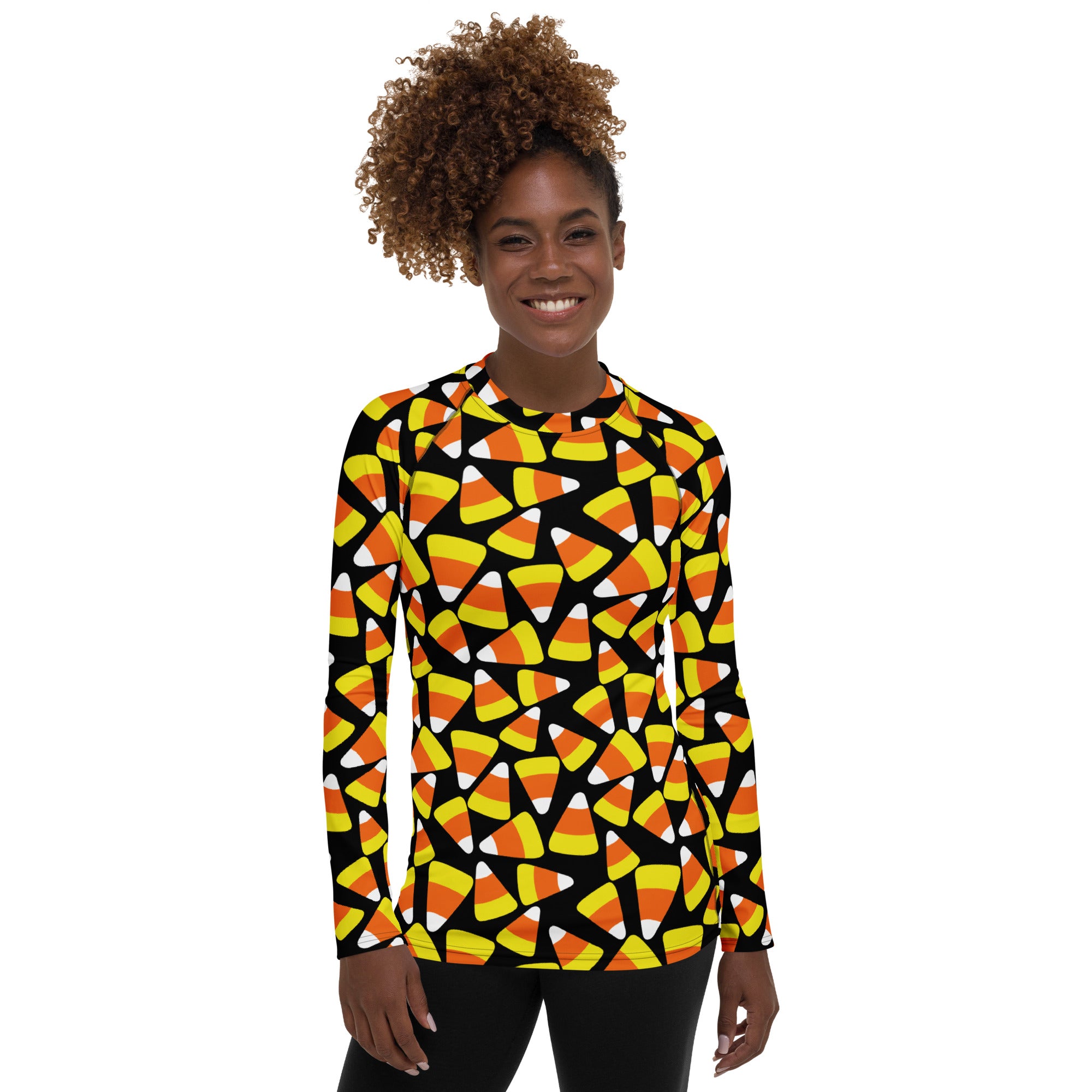 Women's Candy Corn Long Sleeve Rash Guard Swim Shirt – Buttery Soft, Sun Safe UPF 50+ Protection, Quick Dry & 4-Way Stretch Comfort