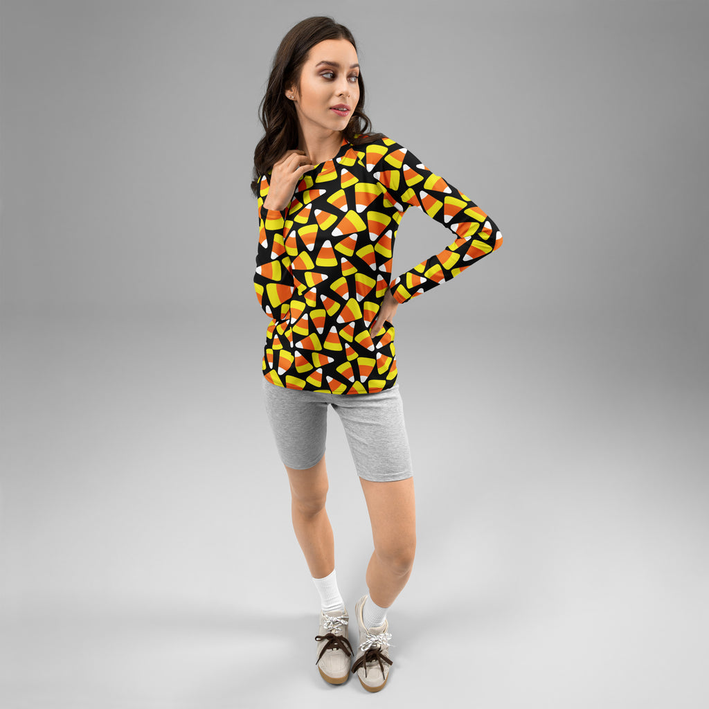 Women's Candy Corn Long Sleeve Rash Guard Swim Shirt – Buttery Soft, Sun Safe UPF 50+ Protection, Quick Dry & 4-Way Stretch Comfort