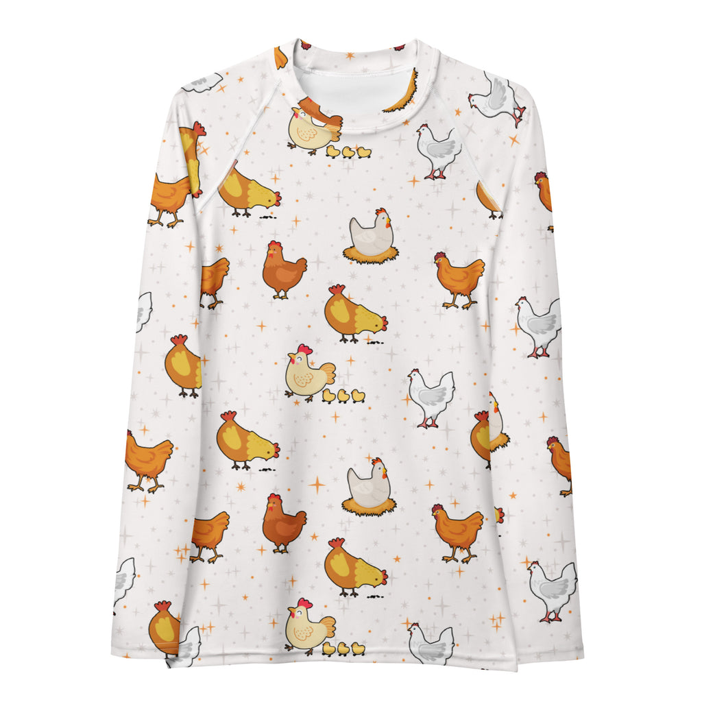 Women's Chicken Long Sleeve Rash Guard Swim Shirt – Buttery Soft, Sun Safe UPF 50+ Protection, Quick Dry & 4-Way Stretch Comfort