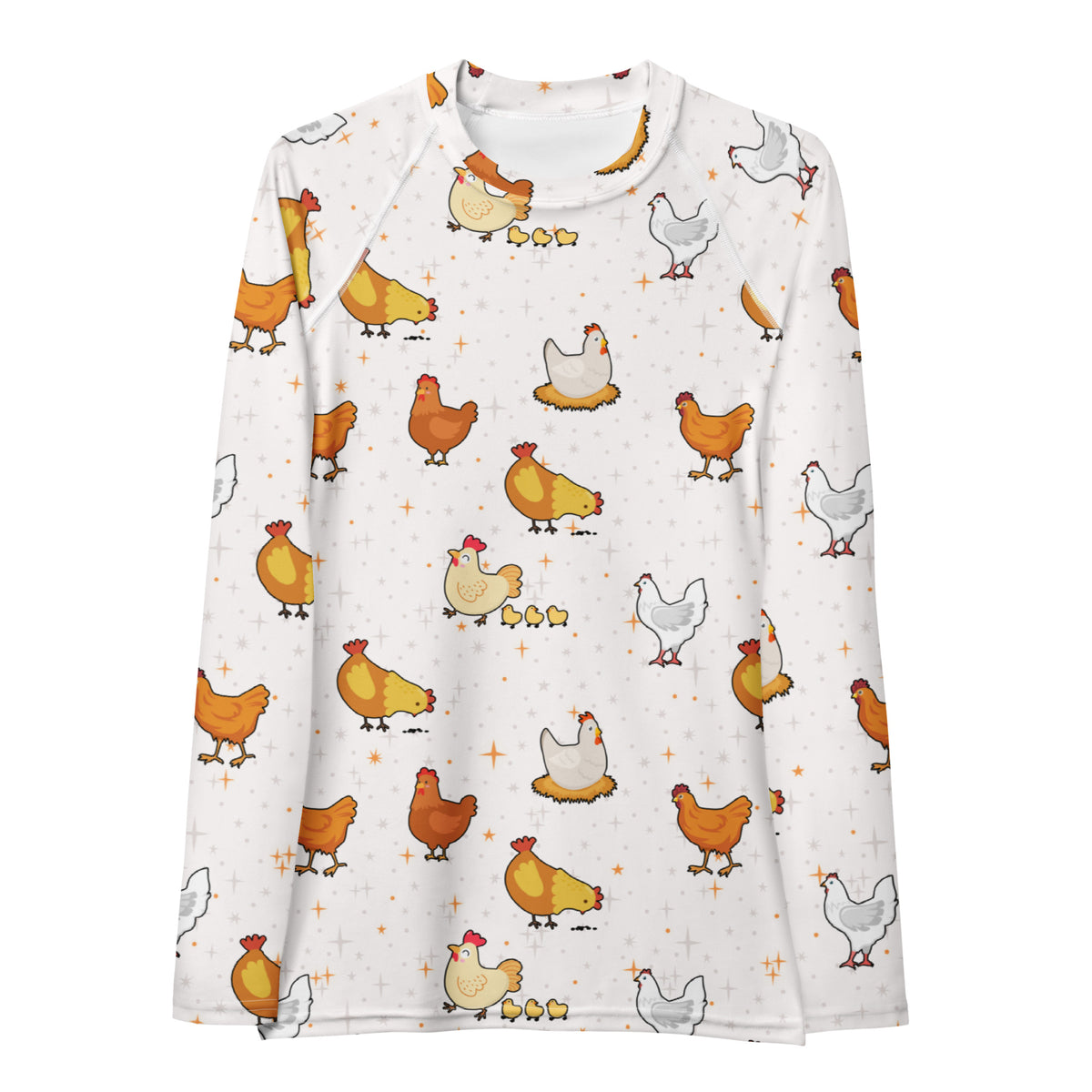 Women's Chicken Long Sleeve Rash Guard Swim Shirt – Buttery Soft, Sun Safe UPF 50+ Protection, Quick Dry & 4-Way Stretch Comfort