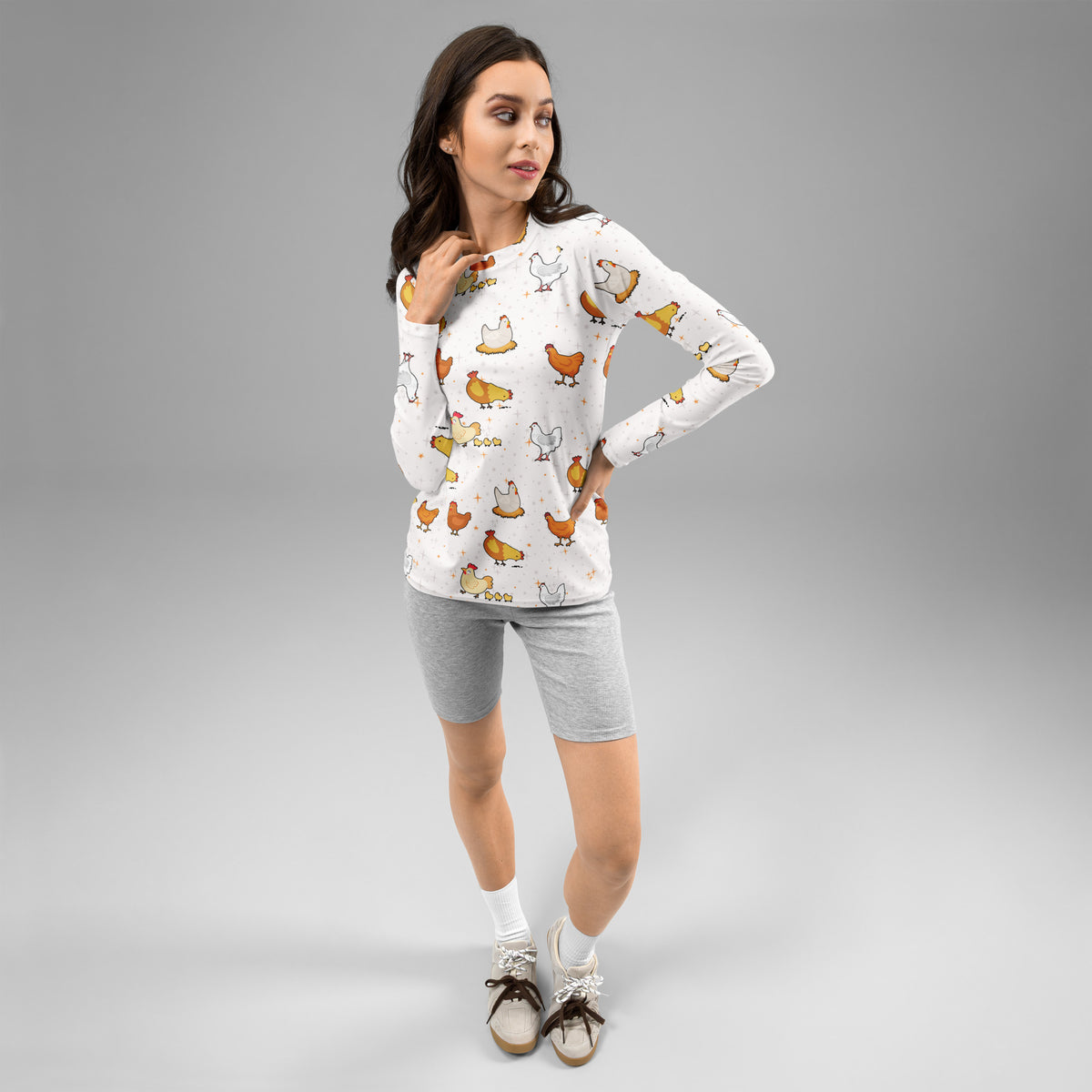 Women's Chicken Long Sleeve Rash Guard Swim Shirt – Buttery Soft, Sun Safe UPF 50+ Protection, Quick Dry & 4-Way Stretch Comfort