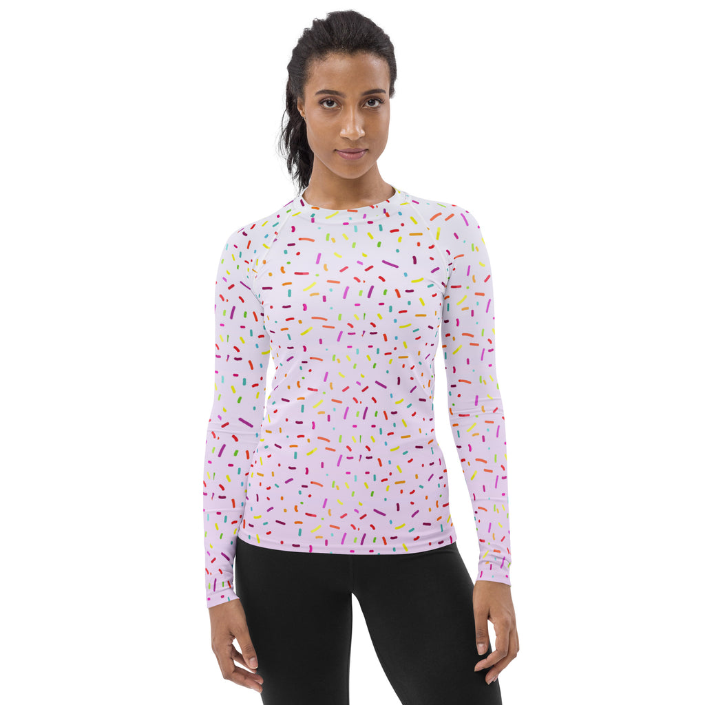 Women's Colorful Sprinkles Long Sleeve Rash Guard Swim Shirt – Buttery Soft, Sun Safe UPF 50+ Protection, Quick Dry & 4-Way Stretch Comfort