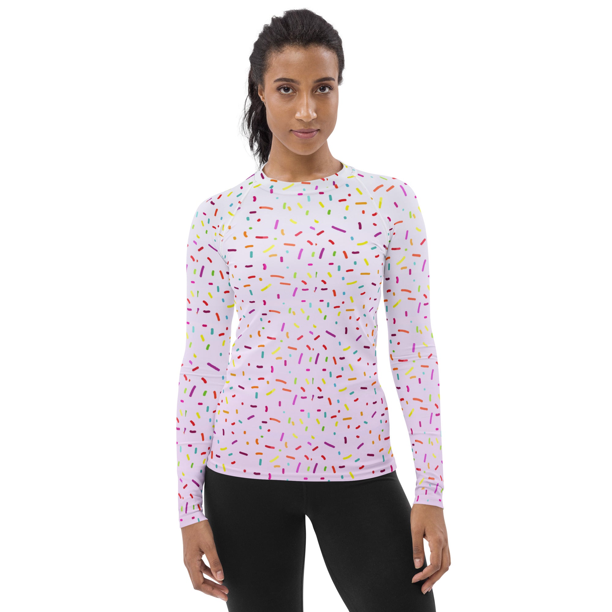 Women's Colorful Sprinkles Long Sleeve Rash Guard Swim Shirt – Buttery Soft, Sun Safe UPF 50+ Protection, Quick Dry & 4-Way Stretch Comfort