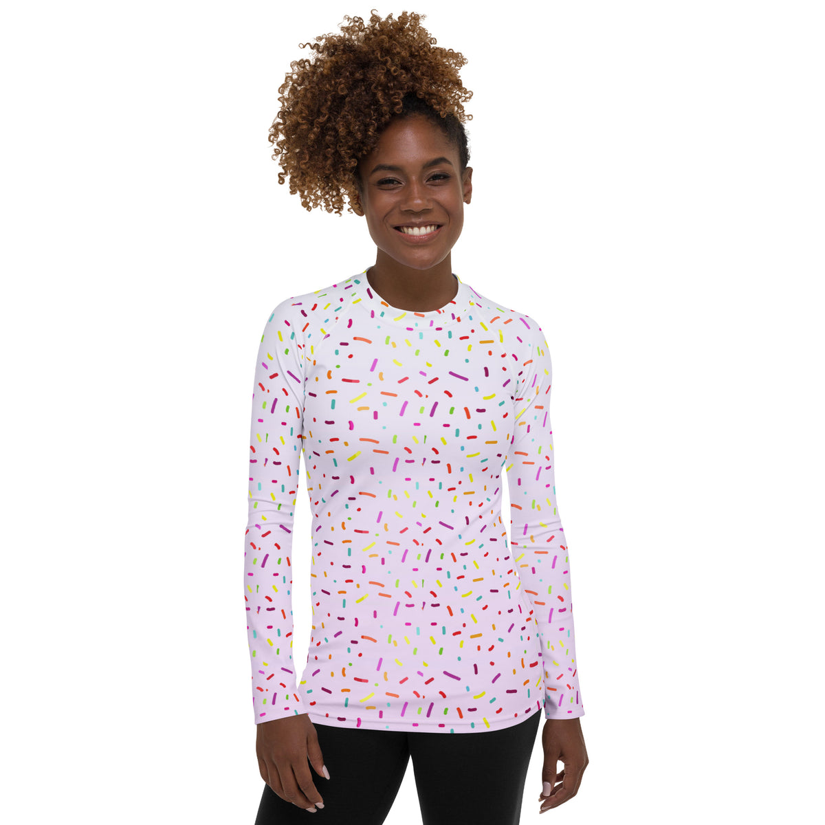 Women's Colorful Sprinkles Long Sleeve Rash Guard Swim Shirt – Buttery Soft, Sun Safe UPF 50+ Protection, Quick Dry & 4-Way Stretch Comfort