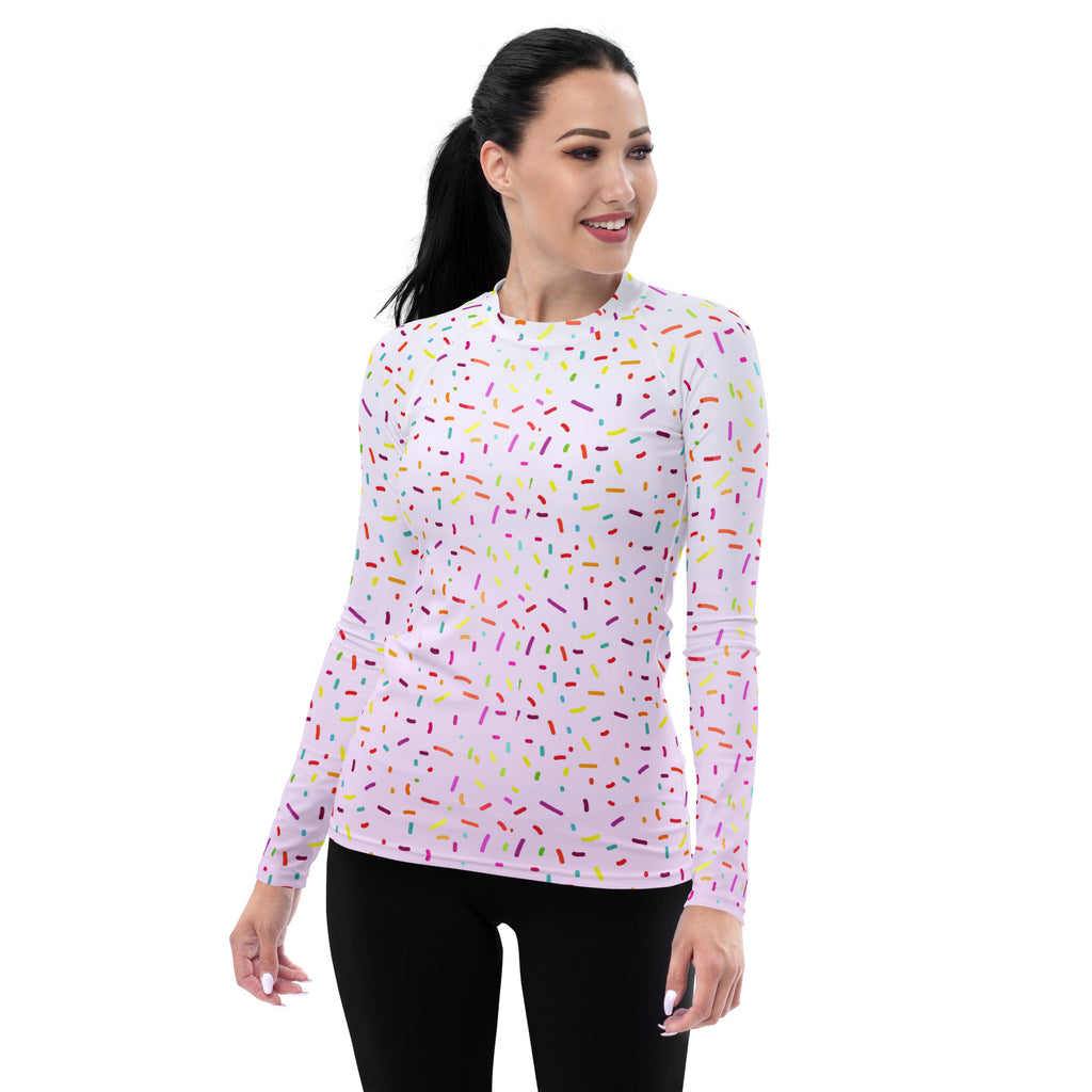 Women's Colorful Sprinkles Long Sleeve Rash Guard Swim Shirt – Buttery Soft, Sun Safe UPF 50+ Protection, Quick Dry & 4-Way Stretch Comfort