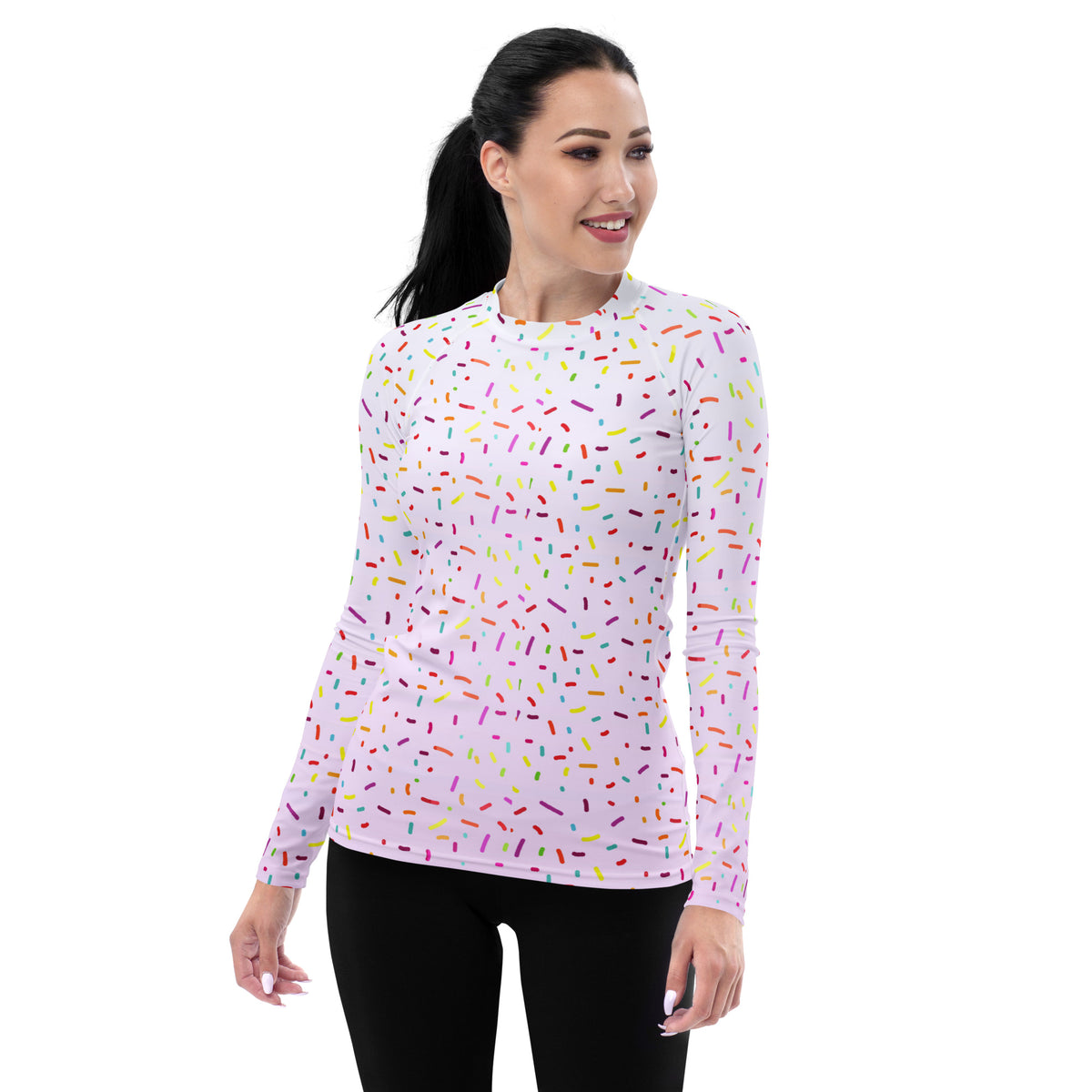 Women's Colorful Sprinkles Long Sleeve Rash Guard Swim Shirt – Buttery Soft, Sun Safe UPF 50+ Protection, Quick Dry & 4-Way Stretch Comfort