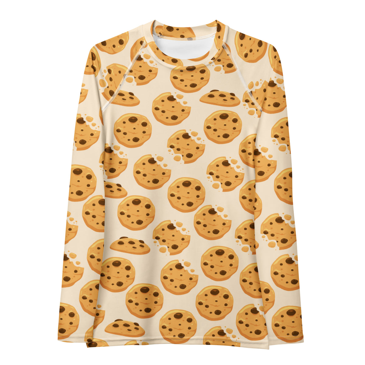 Women's Chocolate Chip Cookies Long Sleeve Rash Guard Swim Shirt – Buttery Soft, Sun Safe UPF 50+ Protection, Quick Dry & 4-Way Stretch Comfort