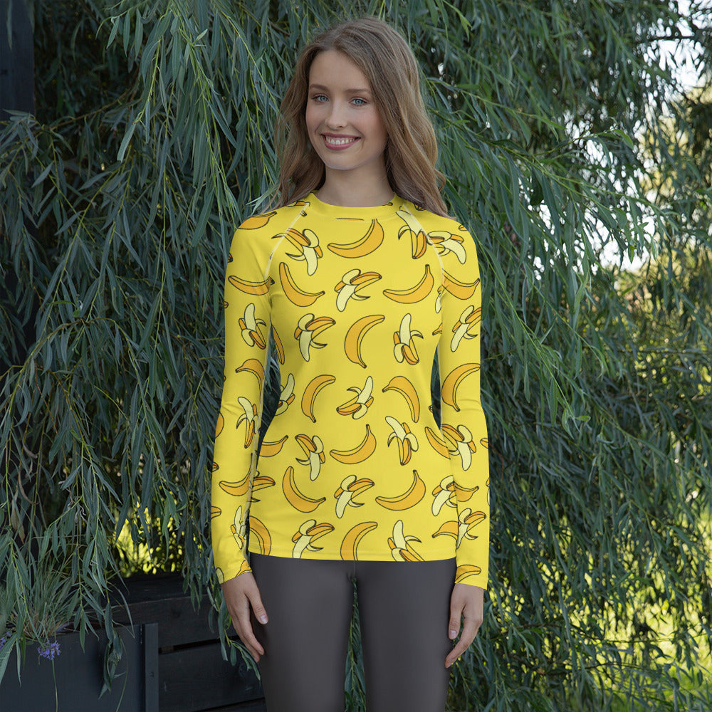 Women's Banana Long Sleeve Rash Guard Swim Shirt – Buttery Soft, Sun Safe UPF 50+ Protection, Quick Dry & 4-Way Stretch Comfort