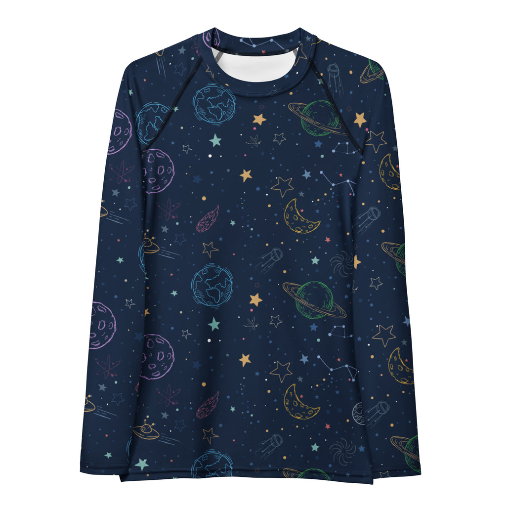 Women's Colorful Galaxy Space Long Sleeve Rash Guard Swim Shirt – Buttery Soft, Sun Safe UPF 50+ Protection, Quick Dry & 4-Way Stretch Comfort