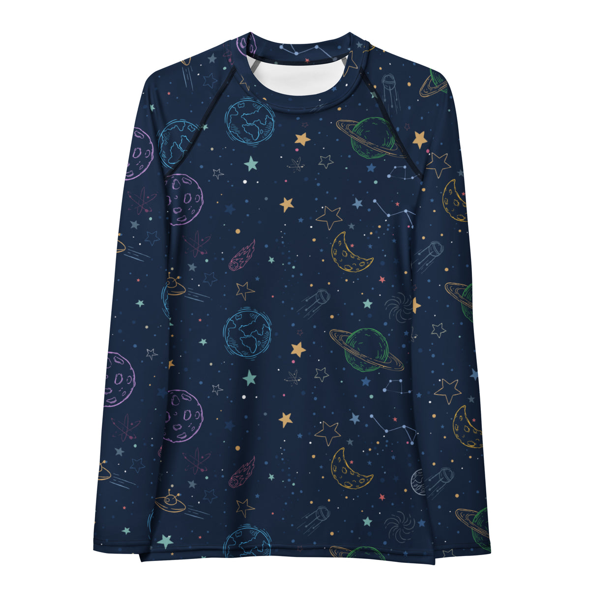 Women's Colorful Galaxy Space Long Sleeve Rash Guard Swim Shirt – Buttery Soft, Sun Safe UPF 50+ Protection, Quick Dry & 4-Way Stretch Comfort