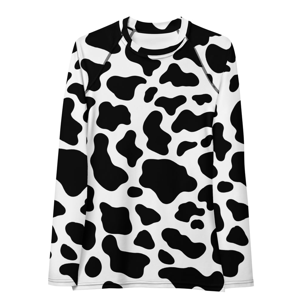 Women's Cow Print Long Sleeve Rash Guard Swim Shirt – Buttery Soft, Sun Safe UPF 50+ Protection, Quick Dry & 4-Way Stretch Comfort