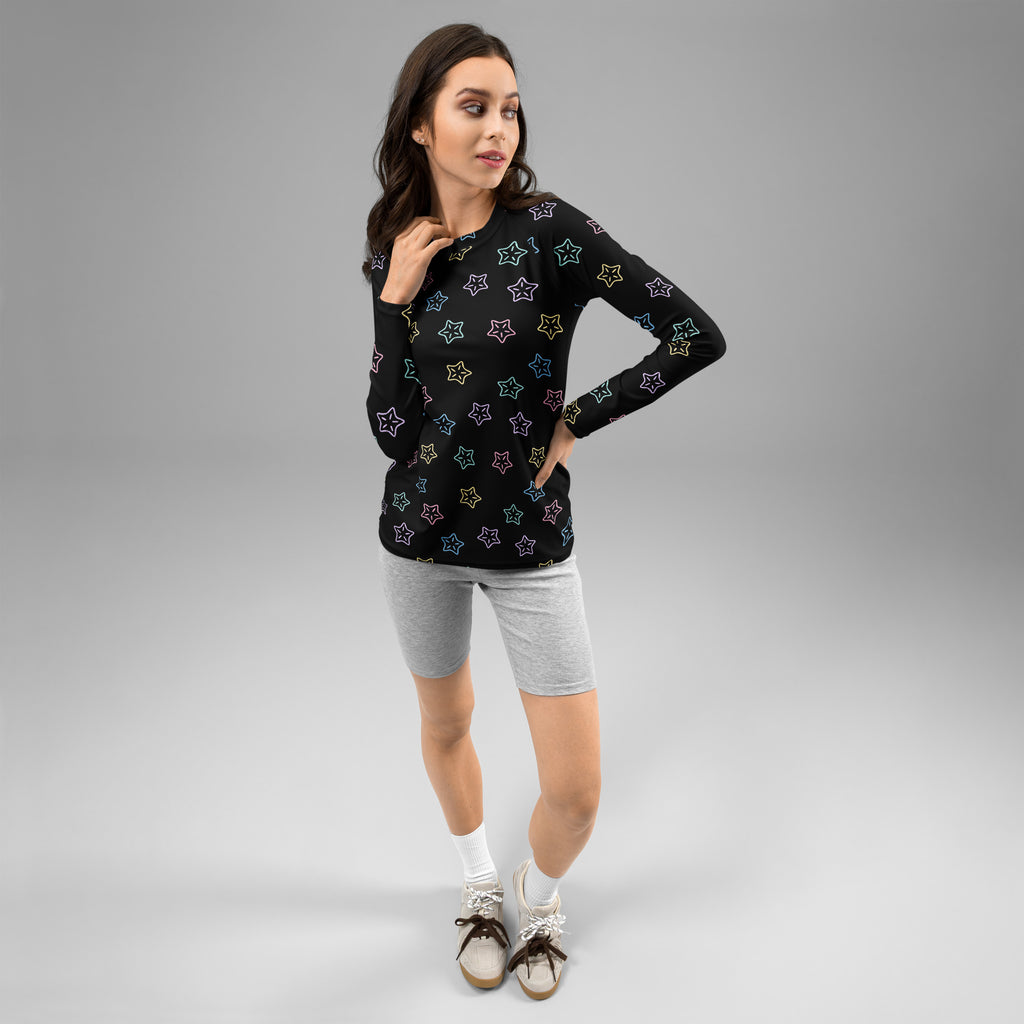Women's Colorful Starfish Long Sleeve Rash Guard Swim Shirt – Buttery Soft, Sun Safe UPF 50+ Protection, Quick Dry & 4-Way Stretch Comfort