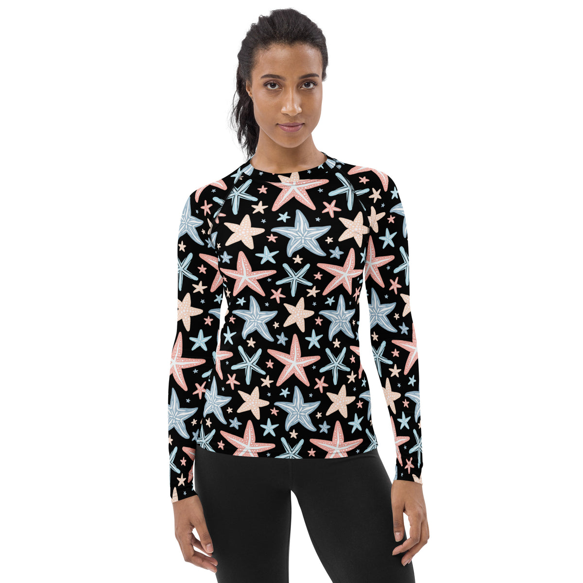 Women's Starfish Long Sleeve Rash Guard Swim Shirt – Buttery Soft, Sun Safe UPF 50+ Protection, Quick Dry & 4-Way Stretch Comfort