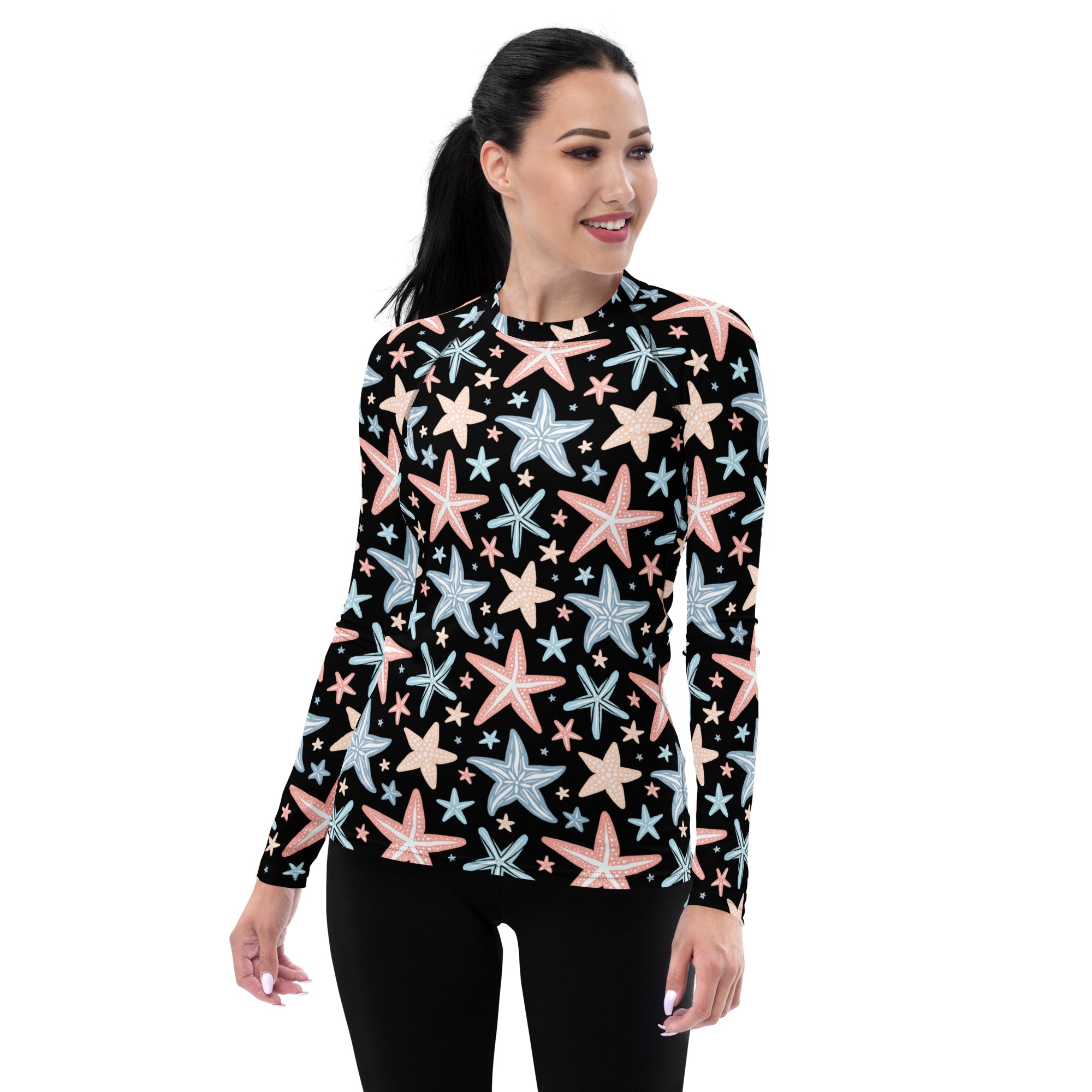 Women's Starfish Long Sleeve Rash Guard Swim Shirt – Buttery Soft, Sun Safe UPF 50+ Protection, Quick Dry & 4-Way Stretch Comfort