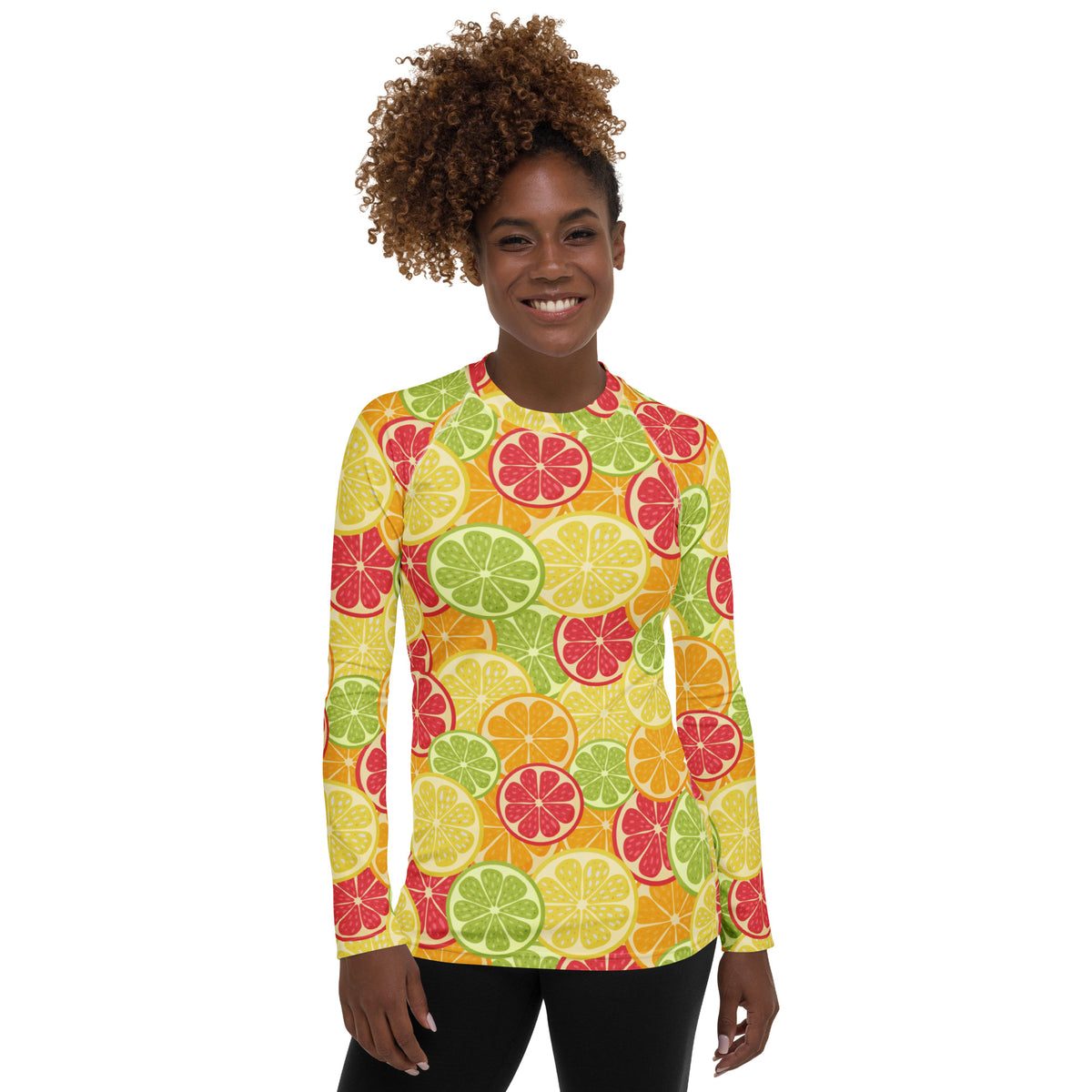 Women's Citrus Fruit Long Sleeve Rash Guard Swim Shirt – Buttery Soft, Sun Safe UPF 50+ Protection, Quick Dry & 4-Way Stretch Comfort