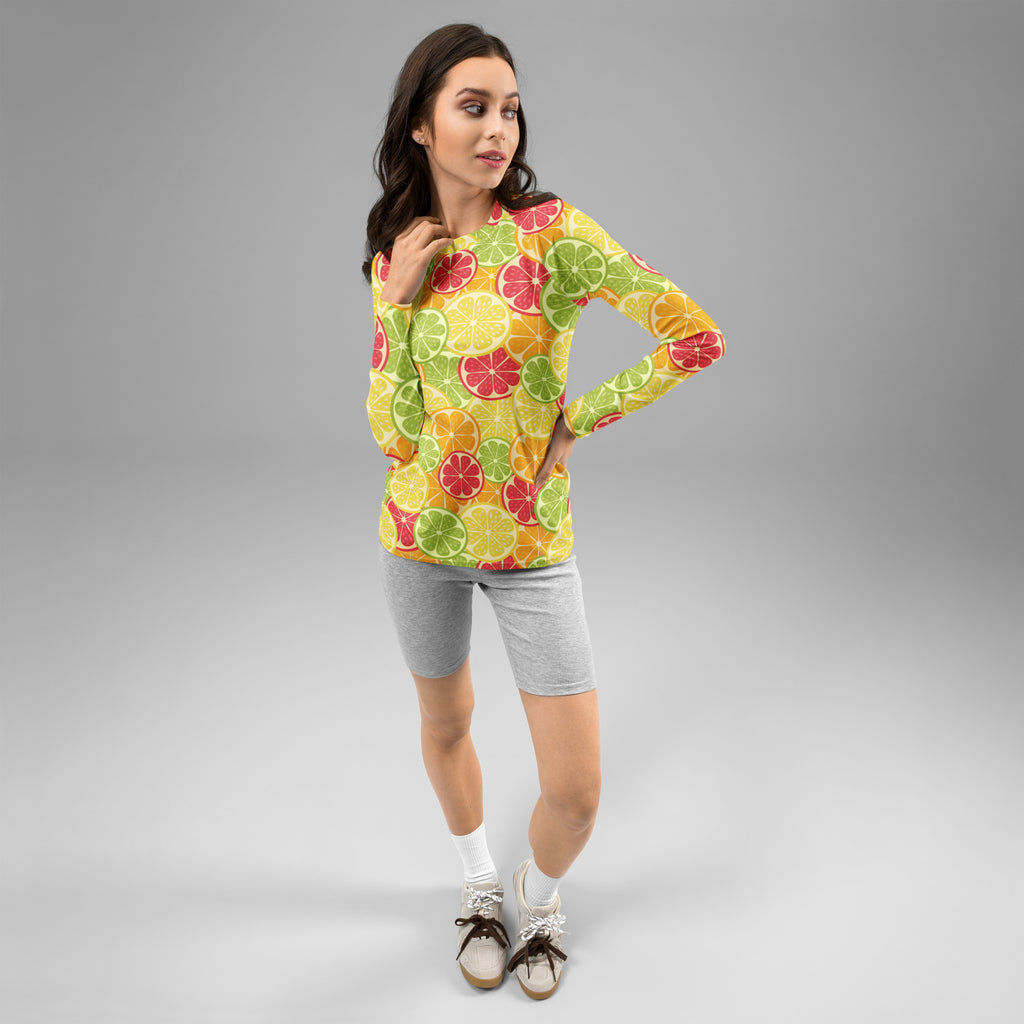 Women's Citrus Fruit Long Sleeve Rash Guard Swim Shirt – Buttery Soft, Sun Safe UPF 50+ Protection, Quick Dry & 4-Way Stretch Comfort