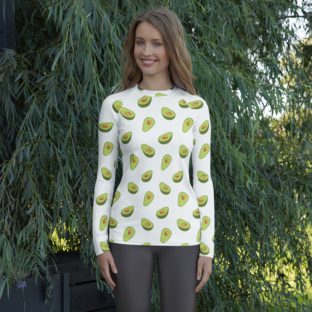 Women's Avocado Long Sleeve Rash Guard Swim Shirt – Buttery Soft, Sun Safe UPF 50+ Protection, Quick Dry & 4-Way Stretch Comfort