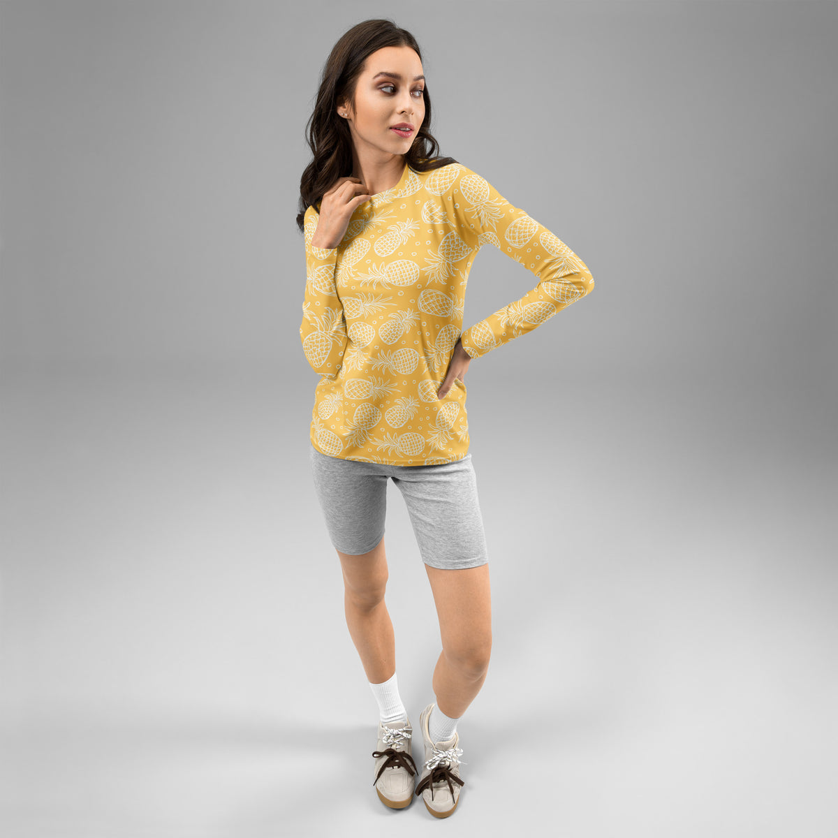 Women's Pineapple Long Sleeve Rash Guard Swim Shirt – Buttery Soft, Sun Safe UPF 50+ Protection, Quick Dry & 4-Way Stretch Comfort