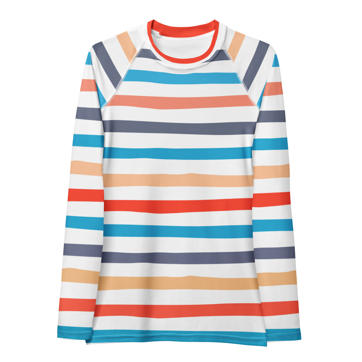 Women's Colorful Beach Striped Long Sleeve Rash Guard Swim Shirt – Buttery Soft, Sun Safe UPF 50+ Protection, Quick Dry & 4-Way Stretch Comfort