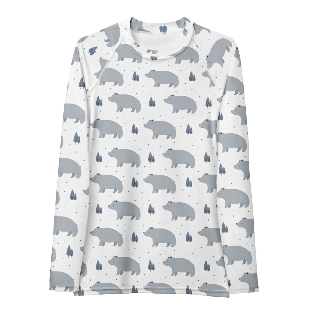 Women's Gray Bear Long Sleeve Rash Guard Swim Shirt – Buttery Soft, Sun Safe UPF 50+ Protection, Quick Dry & 4-Way Stretch Comfort