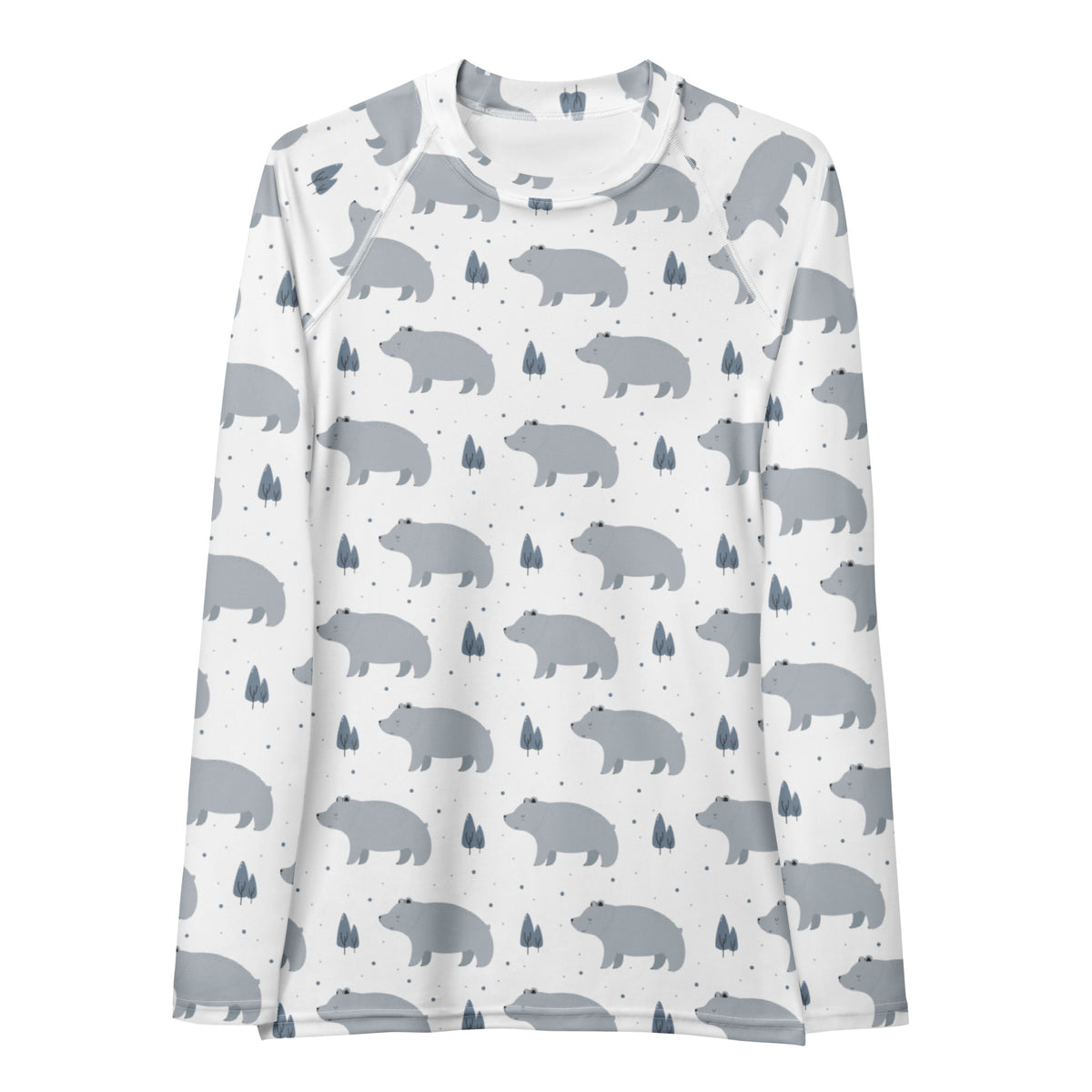 Women's Gray Bear Long Sleeve Rash Guard Swim Shirt – Buttery Soft, Sun Safe UPF 50+ Protection, Quick Dry & 4-Way Stretch Comfort