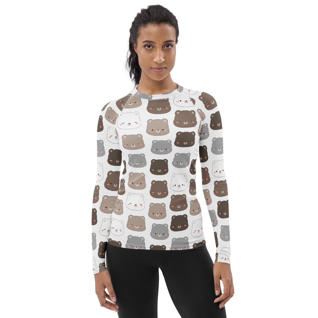 Women's Cute Bear Long Sleeve Rash Guard Swim Shirt – Buttery Soft, Sun Safe UPF 50+ Protection, Quick Dry & 4-Way Stretch Comfort