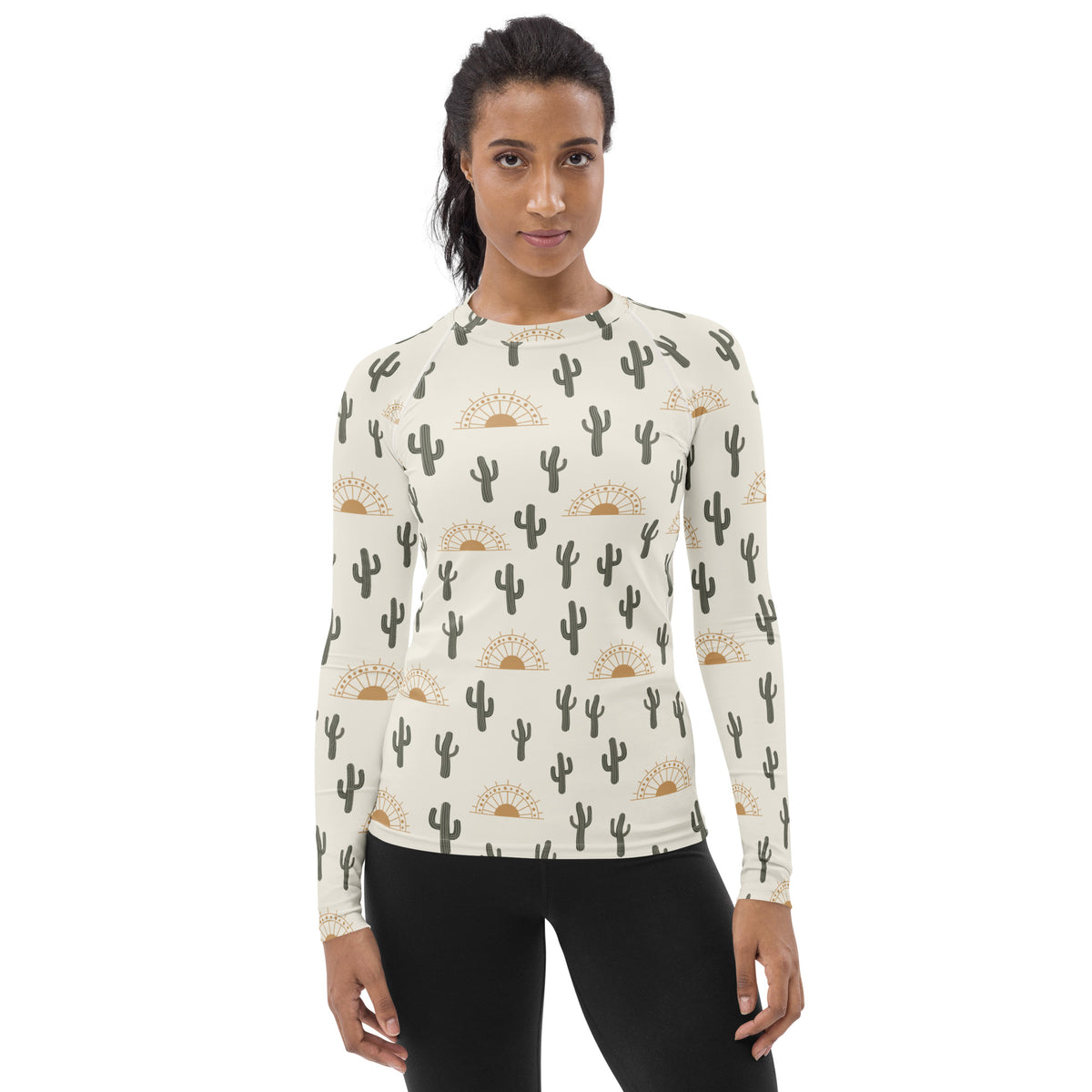 Women's Desert Cactus Sunrise Long Sleeve Rash Guard Swim Shirt – Buttery Soft, Sun Safe UPF 50+ Protection, Quick Dry & 4-Way Stretch Comfort