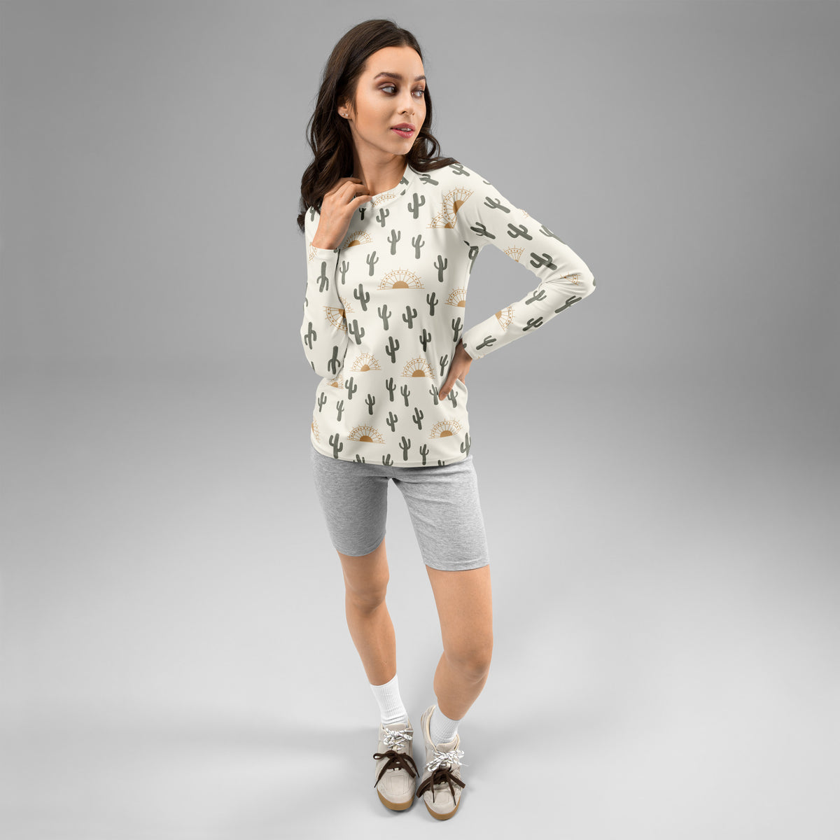Women's Desert Cactus Sunrise Long Sleeve Rash Guard Swim Shirt – Buttery Soft, Sun Safe UPF 50+ Protection, Quick Dry & 4-Way Stretch Comfort