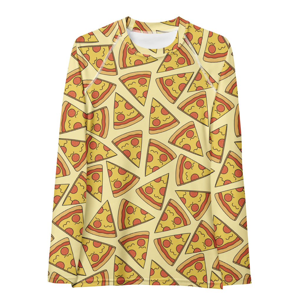 Women's Pepperoni Pizza Long Sleeve Rash Guard Swim Shirt – Buttery Soft, Sun Safe UPF 50+ Protection, Quick Dry & 4-Way Stretch Comfort