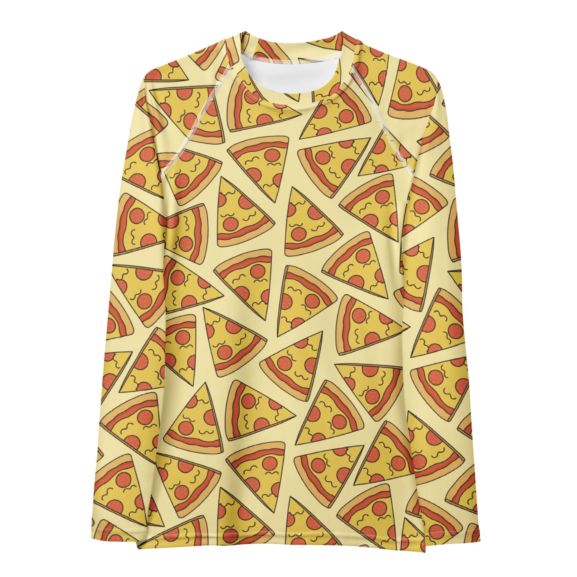 Women's Pepperoni Pizza Long Sleeve Rash Guard Swim Shirt – Buttery Soft, Sun Safe UPF 50+ Protection, Quick Dry & 4-Way Stretch Comfort