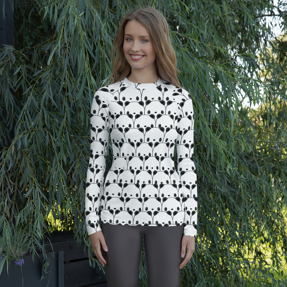 Women's Panda Long Sleeve Rash Guard Swim Shirt – Buttery Soft, Sun Safe UPF 50+ Protection, Quick Dry & 4-Way Stretch Comfort