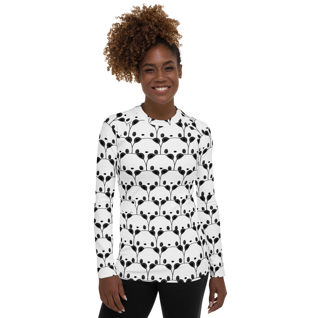 Women's Panda Long Sleeve Rash Guard Swim Shirt – Buttery Soft, Sun Safe UPF 50+ Protection, Quick Dry & 4-Way Stretch Comfort