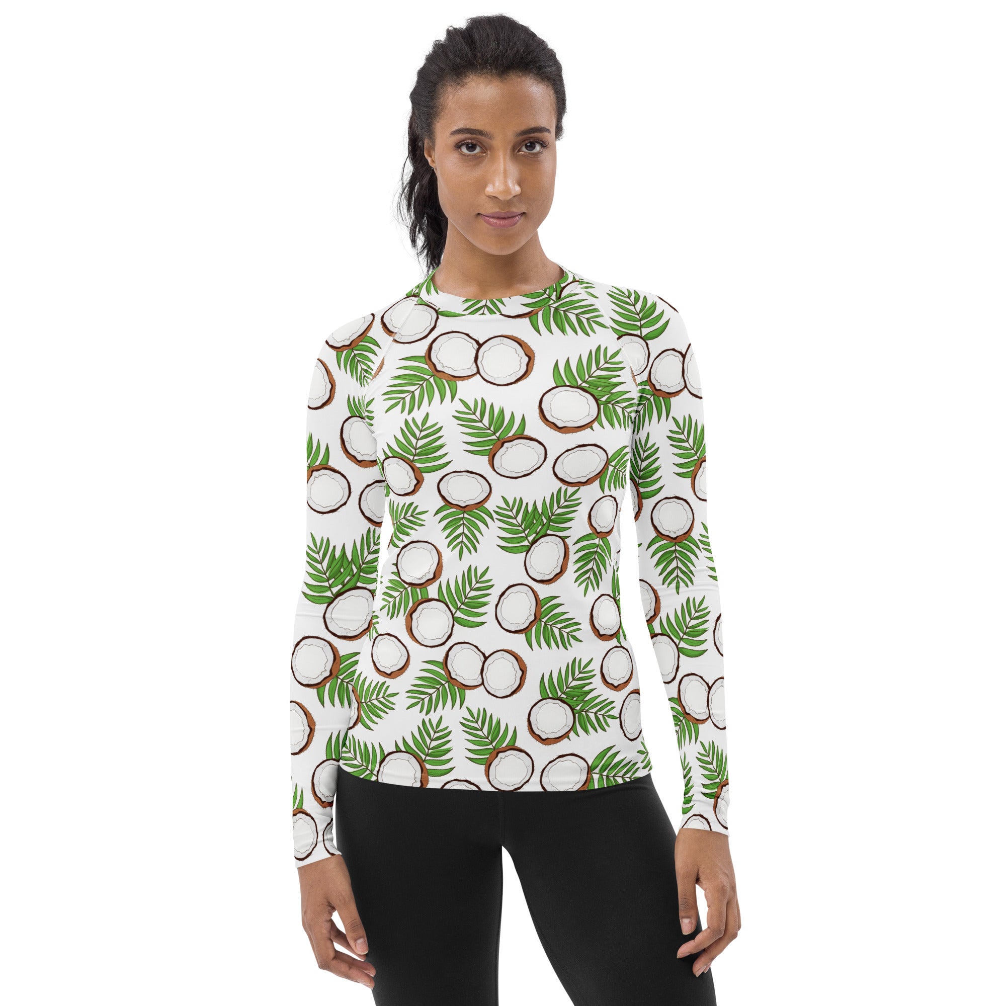 Women's Coconut Long Sleeve Rash Guard Swim Shirt – Buttery Soft, Sun Safe UPF 50+ Protection, Quick Dry & 4-Way Stretch Comfort
