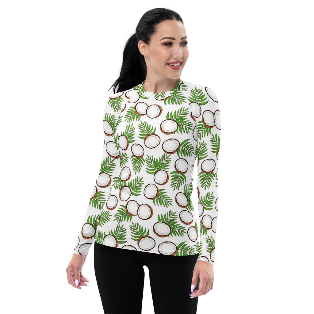 Women's Coconut Long Sleeve Rash Guard Swim Shirt – Buttery Soft, Sun Safe UPF 50+ Protection, Quick Dry & 4-Way Stretch Comfort